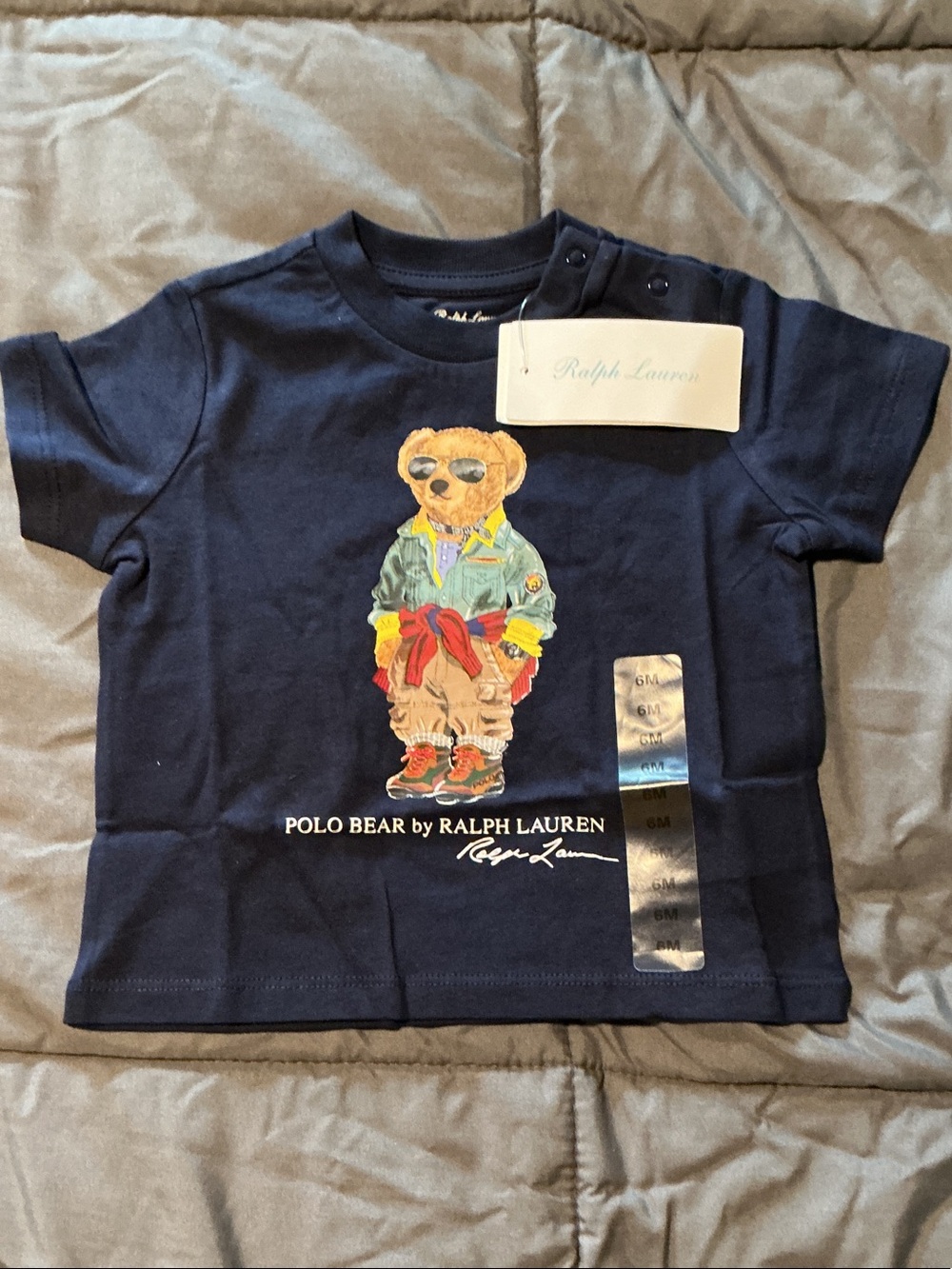 Ralph Lauren Navy Short-Sleeve Polo Bear Tee for Kids